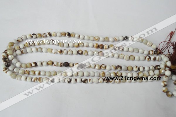 CAG1500 15.5 inches 6mm faceted round fire crackle agate beads