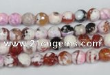 CAG1502 15.5 inches 6mm faceted round fire crackle agate beads