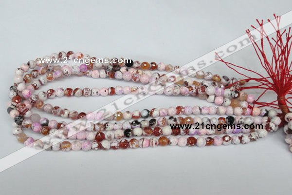 CAG1502 15.5 inches 6mm faceted round fire crackle agate beads