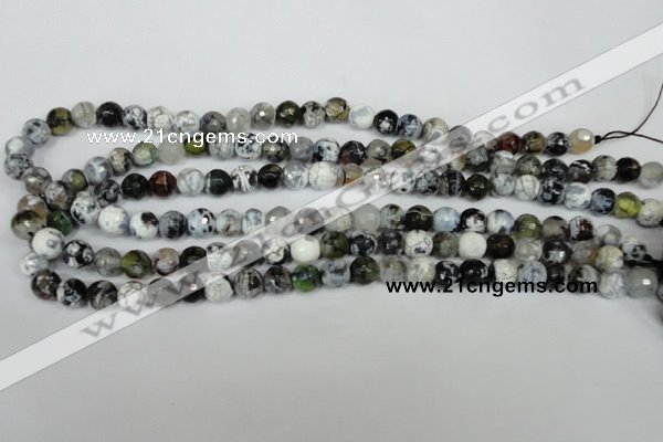 CAG1508 15.5 inches 8mm faceted round fire crackle agate beads