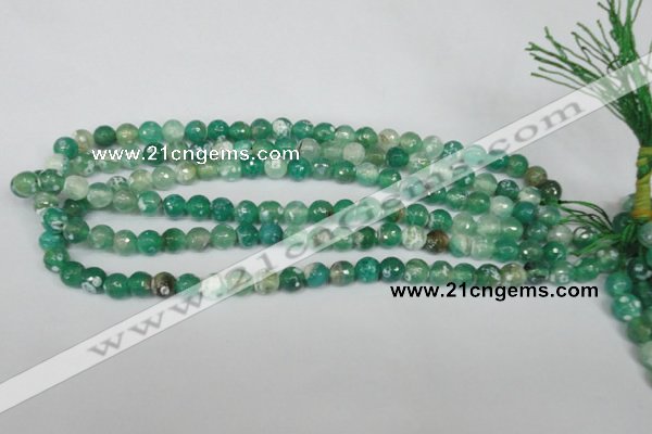 CAG1509 15.5 inches 8mm faceted round fire crackle agate beads