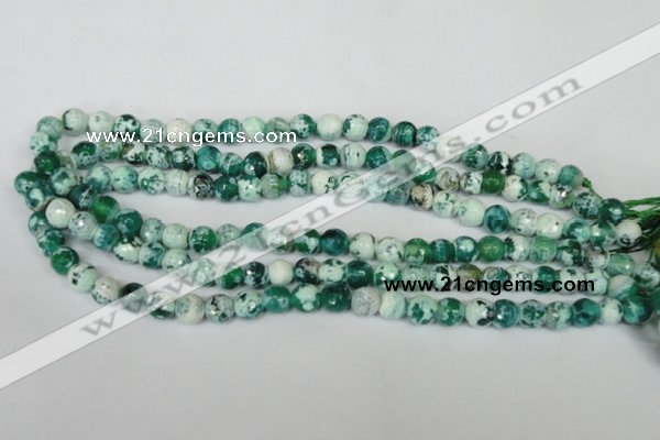 CAG1510 15.5 inches 8mm faceted round fire crackle agate beads