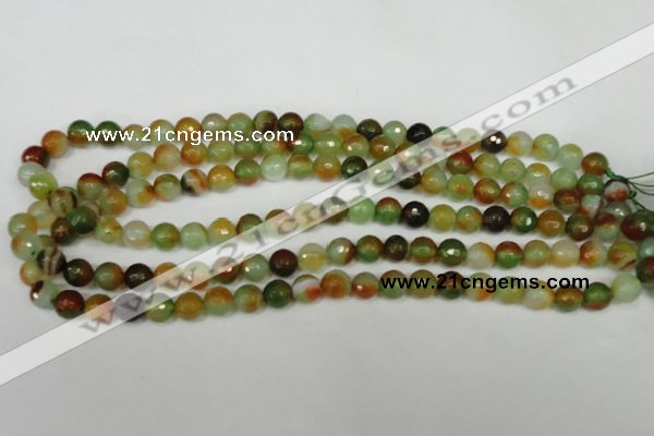 CAG1513 15.5 inches 8mm faceted round fire crackle agate beads