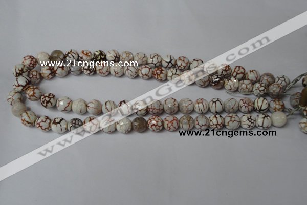 CAG1520 15.5 inches 10mm faceted round fire crackle agate beads