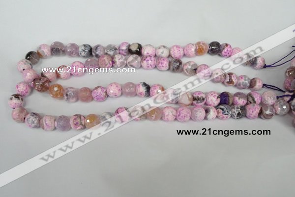 CAG1521 15.5 inches 10mm faceted round fire crackle agate beads