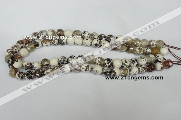 CAG1522 15.5 inches 10mm faceted round fire crackle agate beads