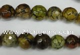 CAG1523 15.5 inches 10mm faceted round fire crackle agate beads