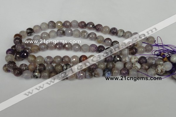 CAG1526 15.5 inches 10mm faceted round fire crackle agate beads