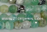 CAG1528 15.5 inches 10mm faceted round fire crackle agate beads