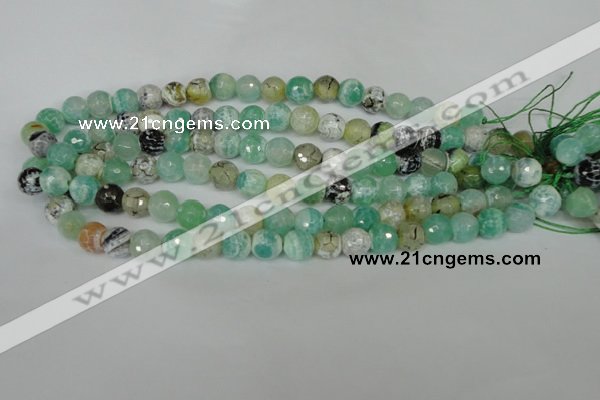 CAG1528 15.5 inches 10mm faceted round fire crackle agate beads