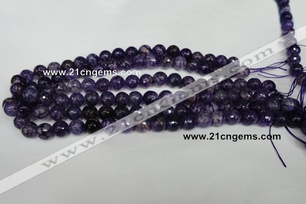 CAG1529 15.5 inches 10mm faceted round fire crackle agate beads