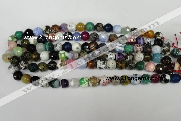 CAG1531 15.5 inches 10mm faceted round fire crackle agate beads