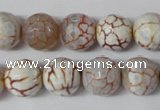 CAG1535 15.5 inches 12mm faceted round fire crackle agate beads