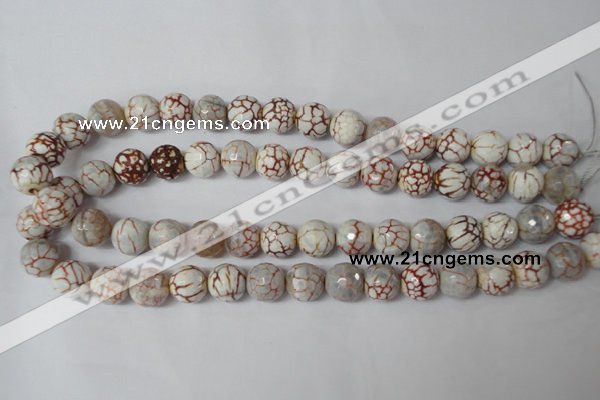 CAG1535 15.5 inches 12mm faceted round fire crackle agate beads