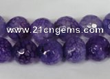 CAG1537 15.5 inches 12mm faceted round fire crackle agate beads