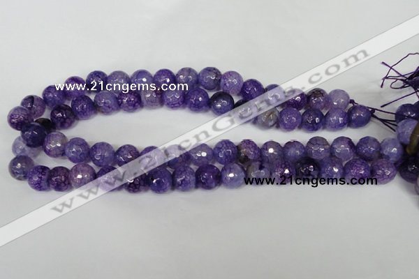 CAG1537 15.5 inches 12mm faceted round fire crackle agate beads