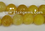 CAG1539 15.5 inches 12mm faceted round fire crackle agate beads