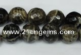 CAG1540 15.5 inches 12mm faceted round fire crackle agate beads