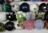 CAG1541 15.5 inches 12mm faceted round fire crackle agate beads