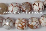 CAG1545 15.5 inches 14mm faceted round fire crackle agate beads