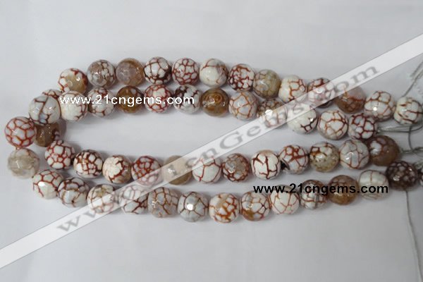 CAG1545 15.5 inches 14mm faceted round fire crackle agate beads