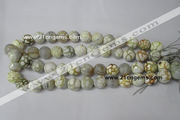 CAG1546 15.5 inches 14mm faceted round fire crackle agate beads