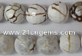 CAG1547 15.5 inches 14mm faceted round fire crackle agate beads