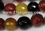 CAG1548 15.5 inches 14mm faceted round fire crackle agate beads