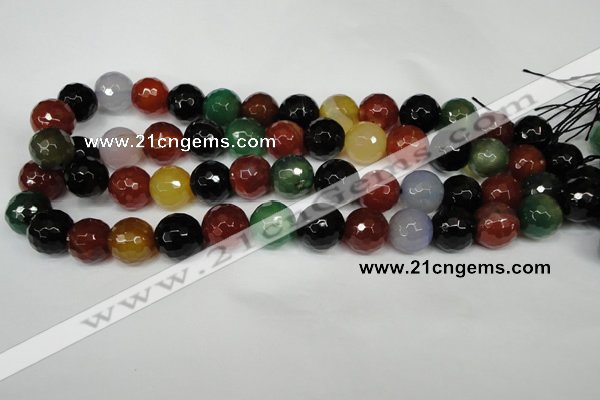 CAG1548 15.5 inches 14mm faceted round fire crackle agate beads