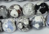 CAG1549 15.5 inches 14mm faceted round fire crackle agate beads