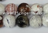 CAG1551 15.5 inches 14mm faceted round fire crackle agate beads