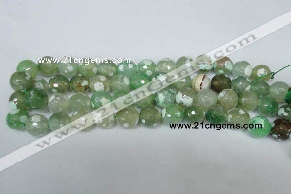 CAG1552 15.5 inches 14mm faceted round fire crackle agate beads