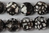 CAG1556 15.5 inches 16mm faceted round fire crackle agate beads