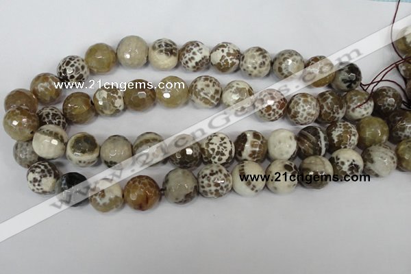 CAG1558 15.5 inches 16mm faceted round fire crackle agate beads