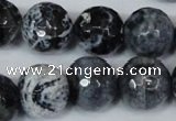 CAG1559 15.5 inches 16mm faceted round fire crackle agate beads