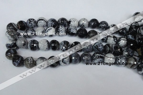 CAG1559 15.5 inches 16mm faceted round fire crackle agate beads