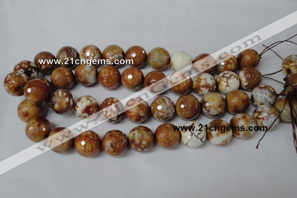 CAG1566 15.5 inches 18mm faceted round fire crackle agate beads