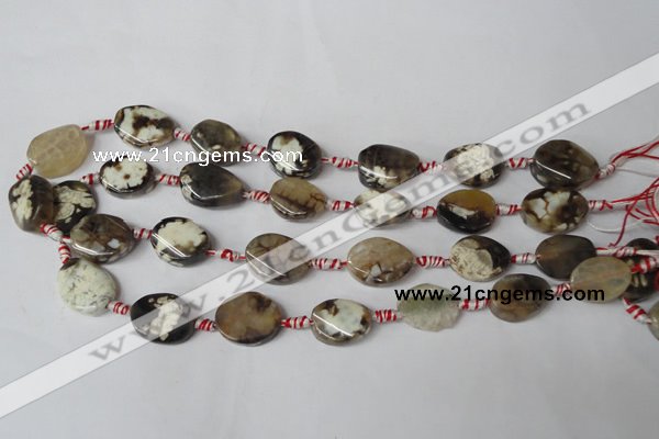 CAG1576 15.5 inches 15*20mm twisted oval fire crackle agate beads