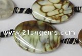 CAG1577 15.5 inches 20*30mm twisted oval fire crackle agate beads