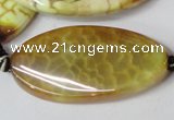 CAG1579 15.5 inches 20*40mm twisted oval fire crackle agate beads