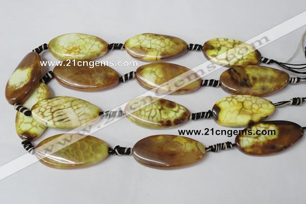 CAG1579 15.5 inches 20*40mm twisted oval fire crackle agate beads