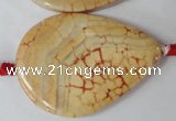 CAG1585 15.5 inches 30*45mm flat teardrop fire crackle agate beads