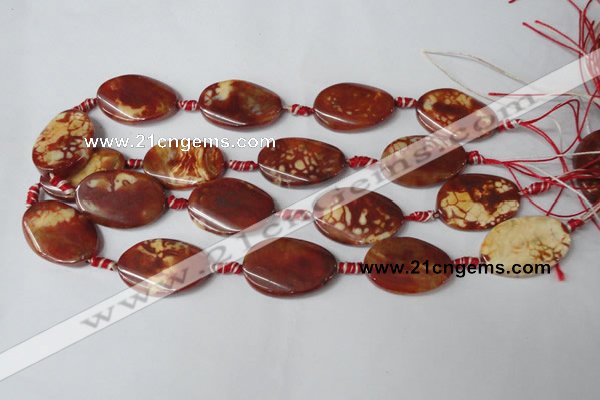 CAG1589 15.5 inches 20*30mm twisted oval fire crackle agate beads