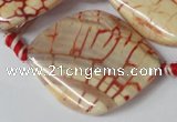 CAG1593 15.5 inches 30*38mm twisted marquise fire crackle agate beads