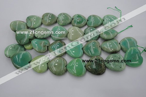 CAG1612 15.5 inches 30*30mm heart green grass agate beads