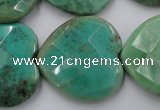 CAG1614 15.5 inches 30*30mm faceted heart green grass agate beads