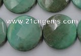 CAG1615 15.5 inches 25mm faceted coin green grass agate beads