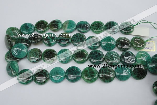 CAG1624 15.5 inches 20mm flat round peafowl agate gemstone beads