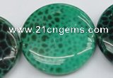 CAG1626 15.5 inches 40mm flat round peafowl agate gemstone beads