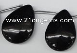 CAG1632 Top-drilled 25*32mm flat teardrop black agate gemstone beads